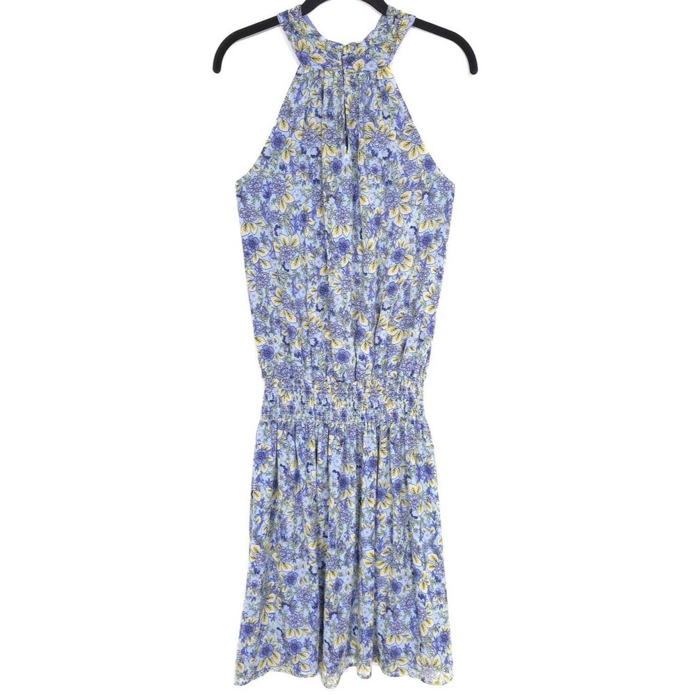 RAMY‎ BROOK Midi Dress MEDIUM Multi Color Daisy Kent Floral Halter Smocked Waist